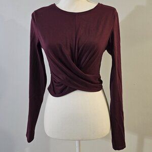 VICTORIA's SECRET sport CROP TOP athletic FITNESS long sleeve SPANDEX plum